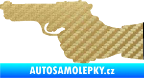 Samolepka Ruka s pistolí 001 levá ruce vzhůru 3D karbon zlatý