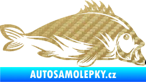 Samolepka Ryba 003 pravá 3D karbon zlatý