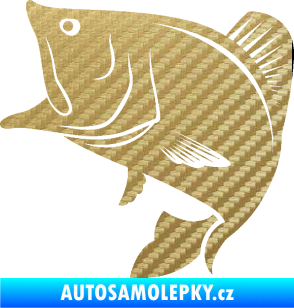 Samolepka Ryba 009 levá 3D karbon zlatý