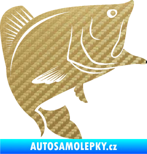 Samolepka Ryba 009 pravá 3D karbon zlatý