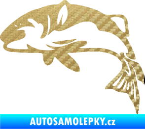Samolepka Ryba 010 levá 3D karbon zlatý