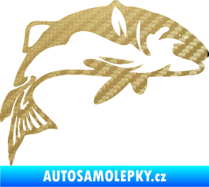 Samolepka Ryba 010 pravá 3D karbon zlatý