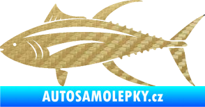 Samolepka Ryba 013 levá tuňák 3D karbon zlatý