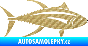 Samolepka Ryba 013 pravá tuňák 3D karbon zlatý