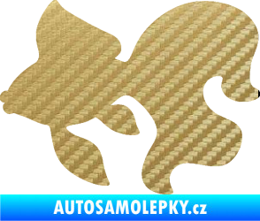 Samolepka Ryba 019 levá závojnatka 3D karbon zlatý