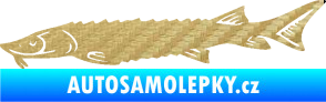 Samolepka Ryba 020 levá jeseter 3D karbon zlatý