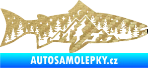 Samolepka Ryba 021 pravá noční rybaření 3D karbon zlatý