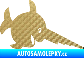 Samolepka Ryba 023 piloun pravá 3D karbon zlatý