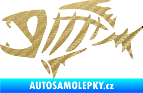 Samolepka Ryba kostra  007 levá 3D karbon zlatý