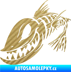 Samolepka Ryba kostra 001 levá 3D karbon zlatý