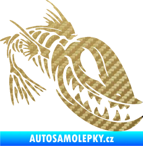 Samolepka Ryba kostra 001 pravá 3D karbon zlatý