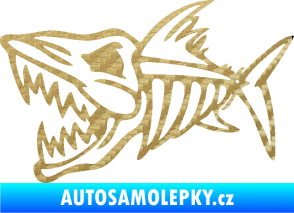 Samolepka Ryba kostra 002 levá 3D karbon zlatý