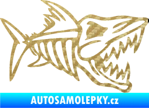 Samolepka Ryba kostra 002 pravá 3D karbon zlatý