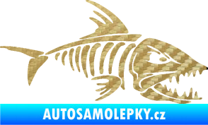 Samolepka Ryba kostra 003 pravá 3D karbon zlatý