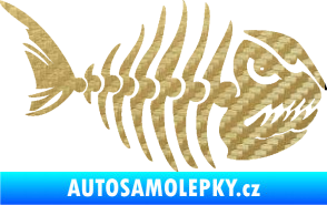 Samolepka Ryba kostra 004 pravá 3D karbon zlatý