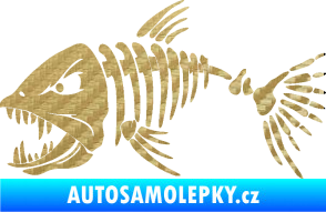 Samolepka Ryba kostra 005 levá 3D karbon zlatý