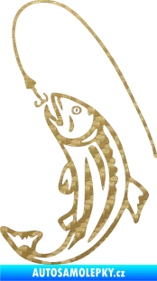 Samolepka Ryba s návnadou 003 levá 3D karbon zlatý