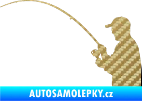 Samolepka Rybář 001 levá 3D karbon zlatý