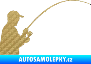 Samolepka Rybář 001 pravá 3D karbon zlatý