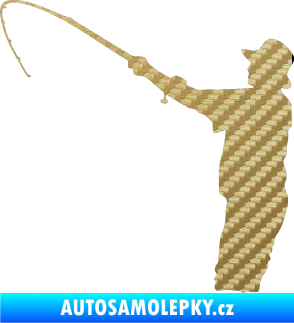Samolepka Rybář 004 levá 3D karbon zlatý