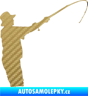 Samolepka Rybář 004 pravá 3D karbon zlatý
