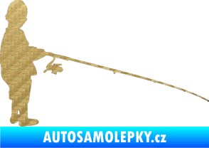 Samolepka Rybář 009 pravá 3D karbon zlatý