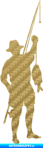 Samolepka Rybář 012 pravá 3D karbon zlatý