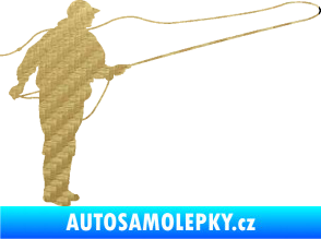 Samolepka Rybář 013 pravá 3D karbon zlatý