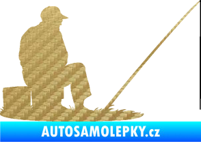 Samolepka Rybář 014 pravá 3D karbon zlatý