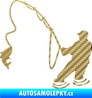 Samolepka Rybář 018 levá 3D karbon zlatý