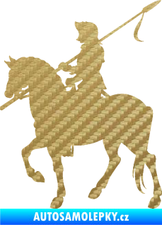 Samolepka Rytíř na koni levá 3D karbon zlatý