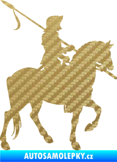 Samolepka Rytíř na koni pravá 3D karbon zlatý