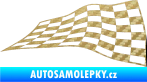Samolepka Šachovnice 049 3D karbon zlatý