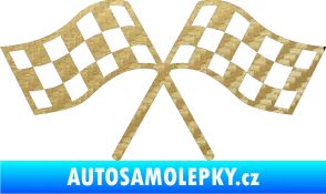 Samolepka Šachovnice 065 3D karbon zlatý
