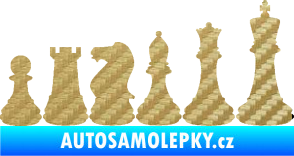 Samolepka Šachy 001 pravá 3D karbon zlatý