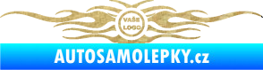 Samolepka Samolepka na zadní sklo plameny se znakem 3D karbon zlatý