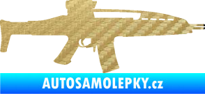 Samolepka Samopal 002 pravá 3D karbon zlatý
