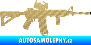 Samolepka Samopal 003 pravá 3D karbon zlatý