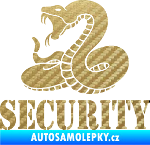Samolepka Security hlídáno - levá had 3D karbon zlatý