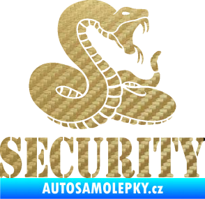 Samolepka Security hlídáno - pravá had 3D karbon zlatý