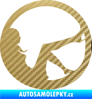 Samolepka Sexy lady 003 pravá v kruhu 3D karbon zlatý