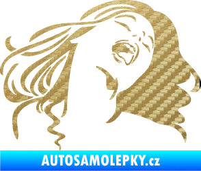 Samolepka Sexy žena obličej pravá 3D karbon zlatý