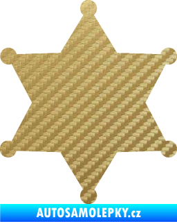 Samolepka Sheriff 002 hvězda 3D karbon zlatý