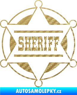 Samolepka Sheriff 004 3D karbon zlatý