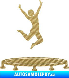 Samolepka Skákání na trampolíně 001 pravá 3D karbon zlatý