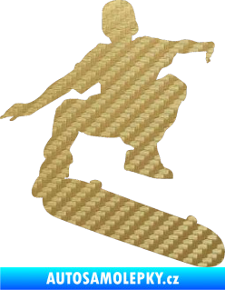Samolepka Skateboard 004 pravá 3D karbon zlatý