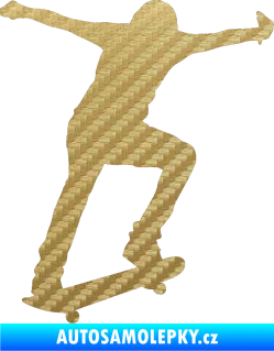 Samolepka Skateboard 006 pravá 3D karbon zlatý
