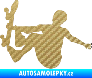Samolepka Skateboard 008 levá 3D karbon zlatý