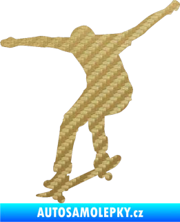 Samolepka Skateboard 011 levá 3D karbon zlatý