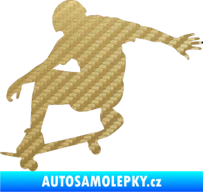 Samolepka Skateboard 012 levá 3D karbon zlatý